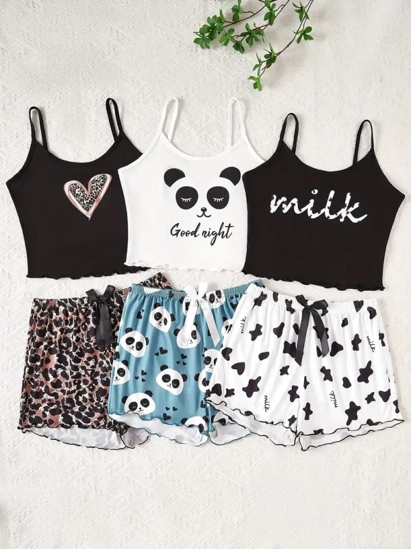 3pcs Cute Cartoon Pajama Sets for Women