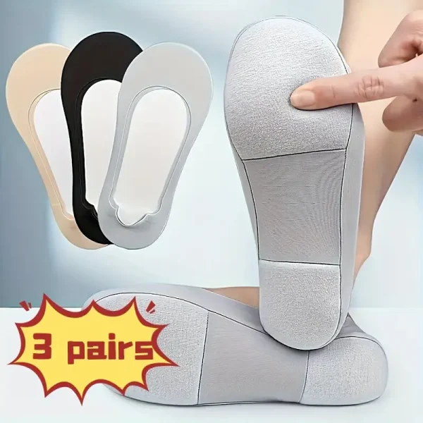 3 Pairs/1 Pair of Women'S 3D Non-Slip Low-Top Boat Socks