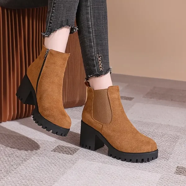 Women'S Mid-Calf Chunky Heel Ankle Boots