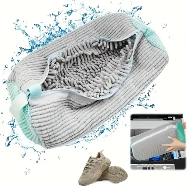 Durable Gray-Yellow Polyester Shoe Washing Bag