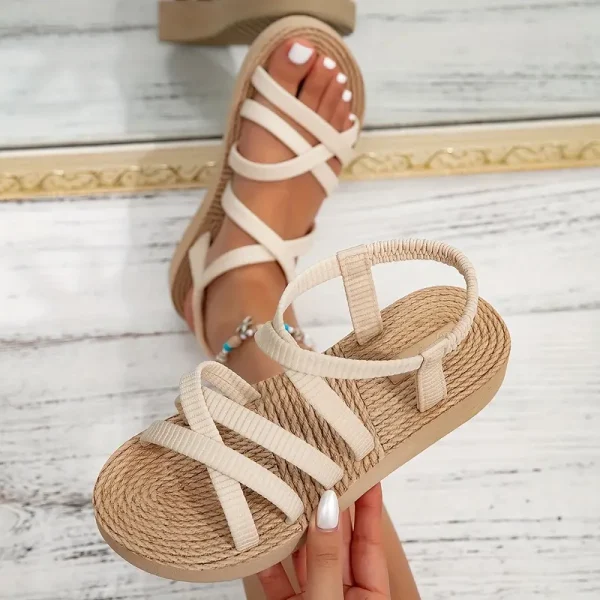 Women'S Fashionable Beige Strap Sandals