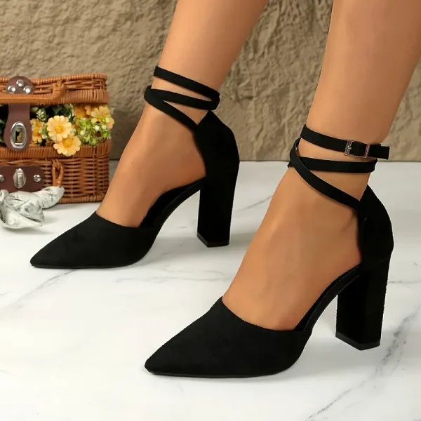 Women'S Vibrant Pink High-Heel Shoes with Strap Accents