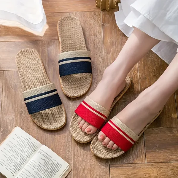 Striped Open-Toe Flat Summer Shoes