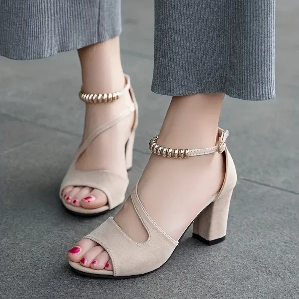 Women's Beaded Solid Color Sandals
