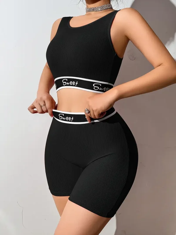 1-Set Chic Black & White Contrast Trim Dopamine Lingerie Set
